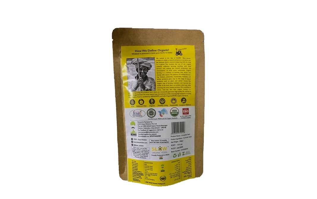 Kiwi Kisan Window Organic Coriander Seeds    Pack  200 grams